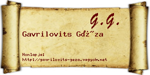 Gavrilovits Géza névjegykártya